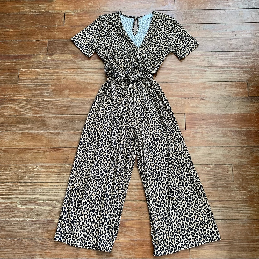 Ces Femme Animal Print Wide Leg Romper Jumpsuit